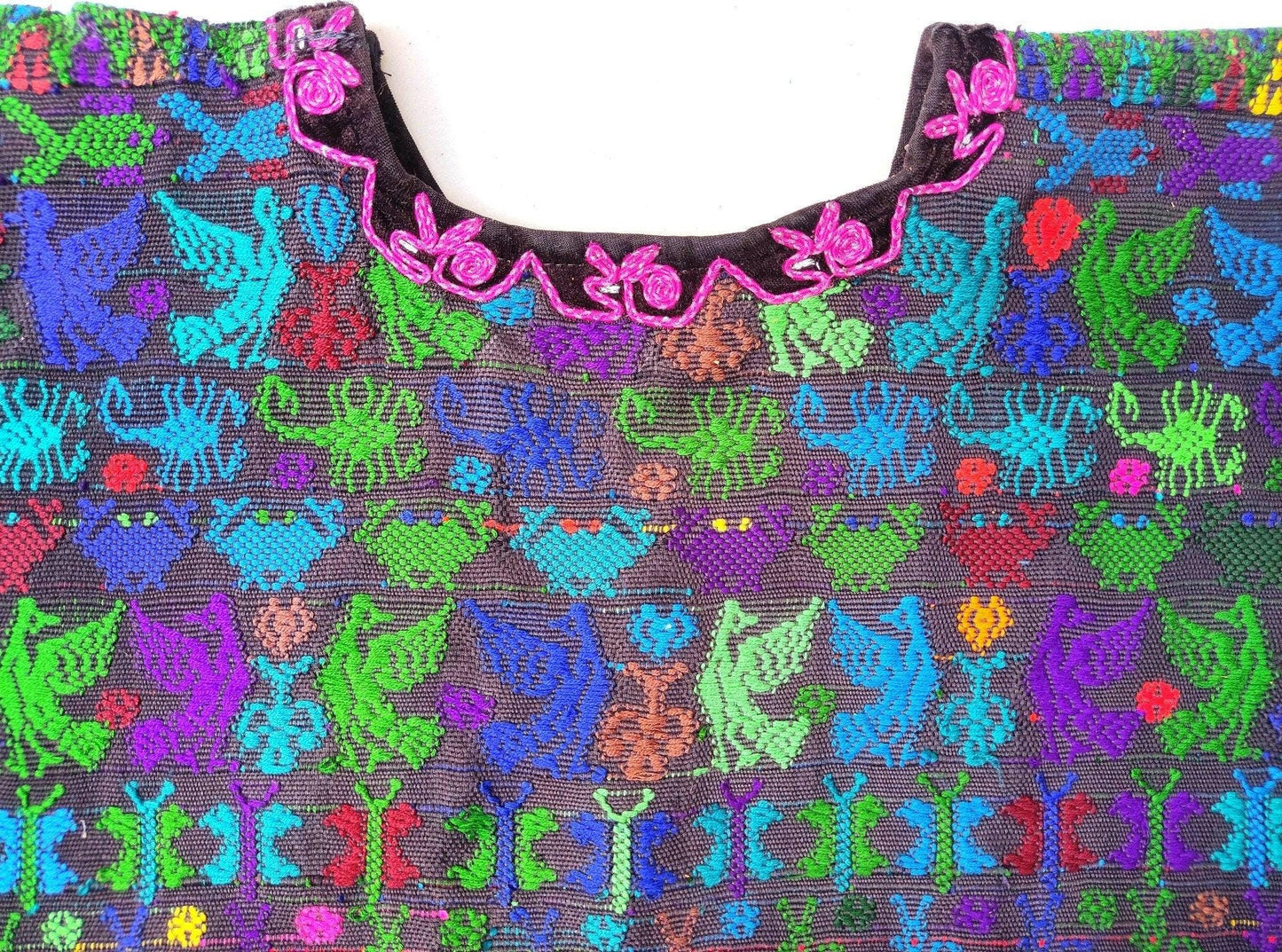 Vintage Guatemalan unique handmade weaved cotton -San Lucas Toliman-
