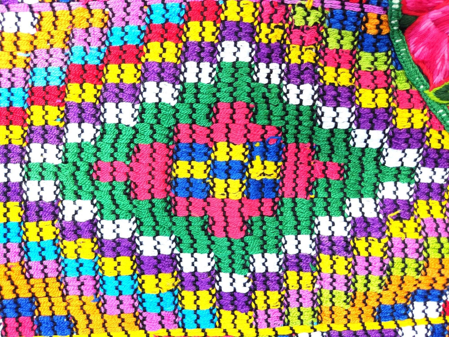 Vintage white black unique handmade weaved cotton Almolonga Quetzaltenango huipil