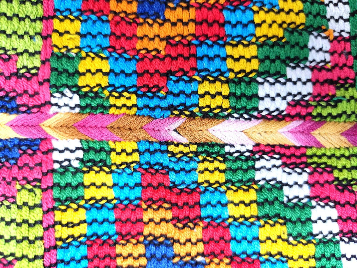 Vintage white black unique handmade weaved cotton Almolonga Quetzaltenango huipil