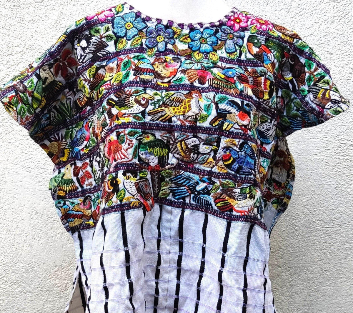 Bird Embroidery, Huipil Blouse, Floral Tapestry, Vintage Tapestry, Floral Blouse, Home Wall Décor, Textile Tapestry