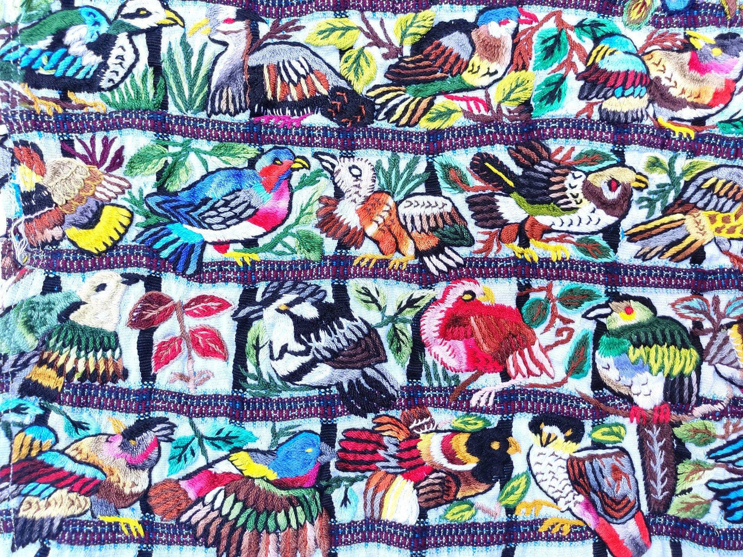 Vintage Santiago Atitlan Huipil Embroidery BIRDS Cotton TAPESTRY And BLOUSE - Home Wall Decor Floral Wall Hanging Blouse