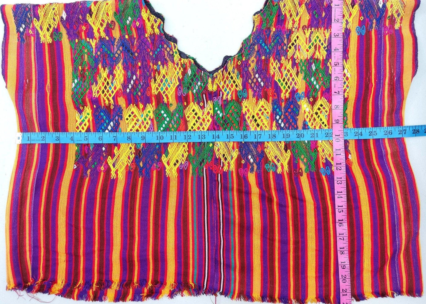 Vintage Guatemalan unique handmade weaved cotton -San Juan Sacatepequez-