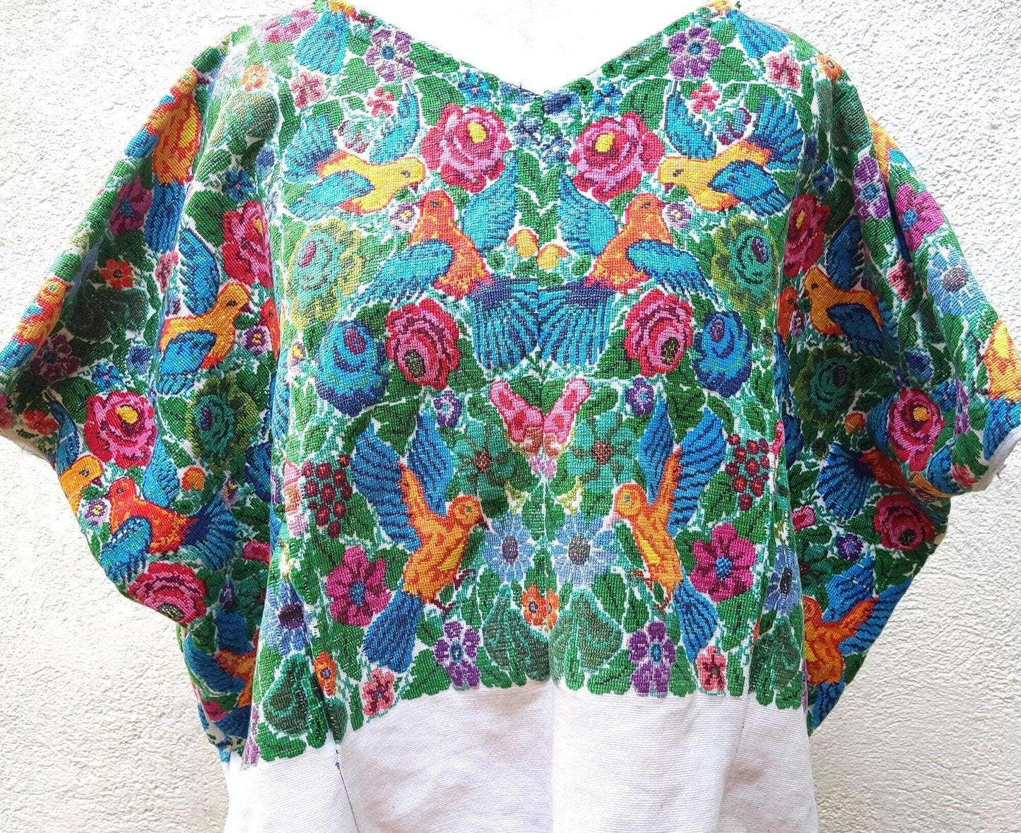 Bird Embroidery, Huipil Blouse, Floral Tapestry, Vintage Tapestry,