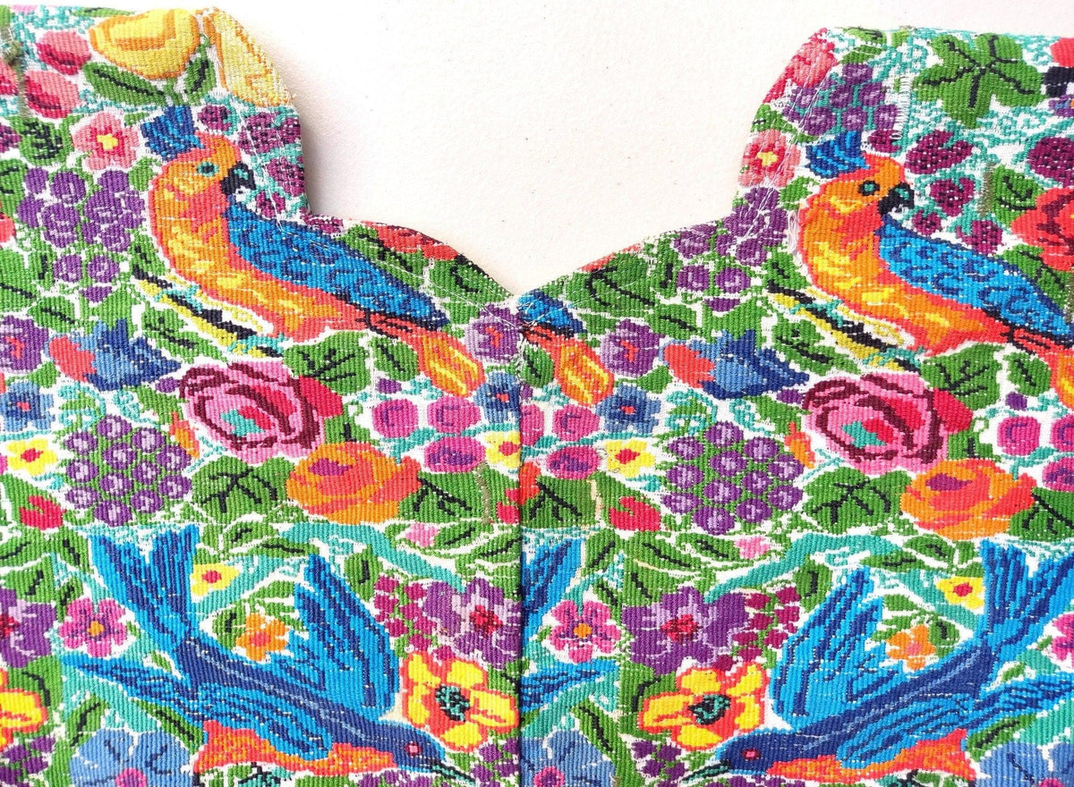 HUIPIL WEAVED Cotton Colorful Table RUNNER - Peacocks, Doves And a Plenty Of Flowers Guatemala Runner