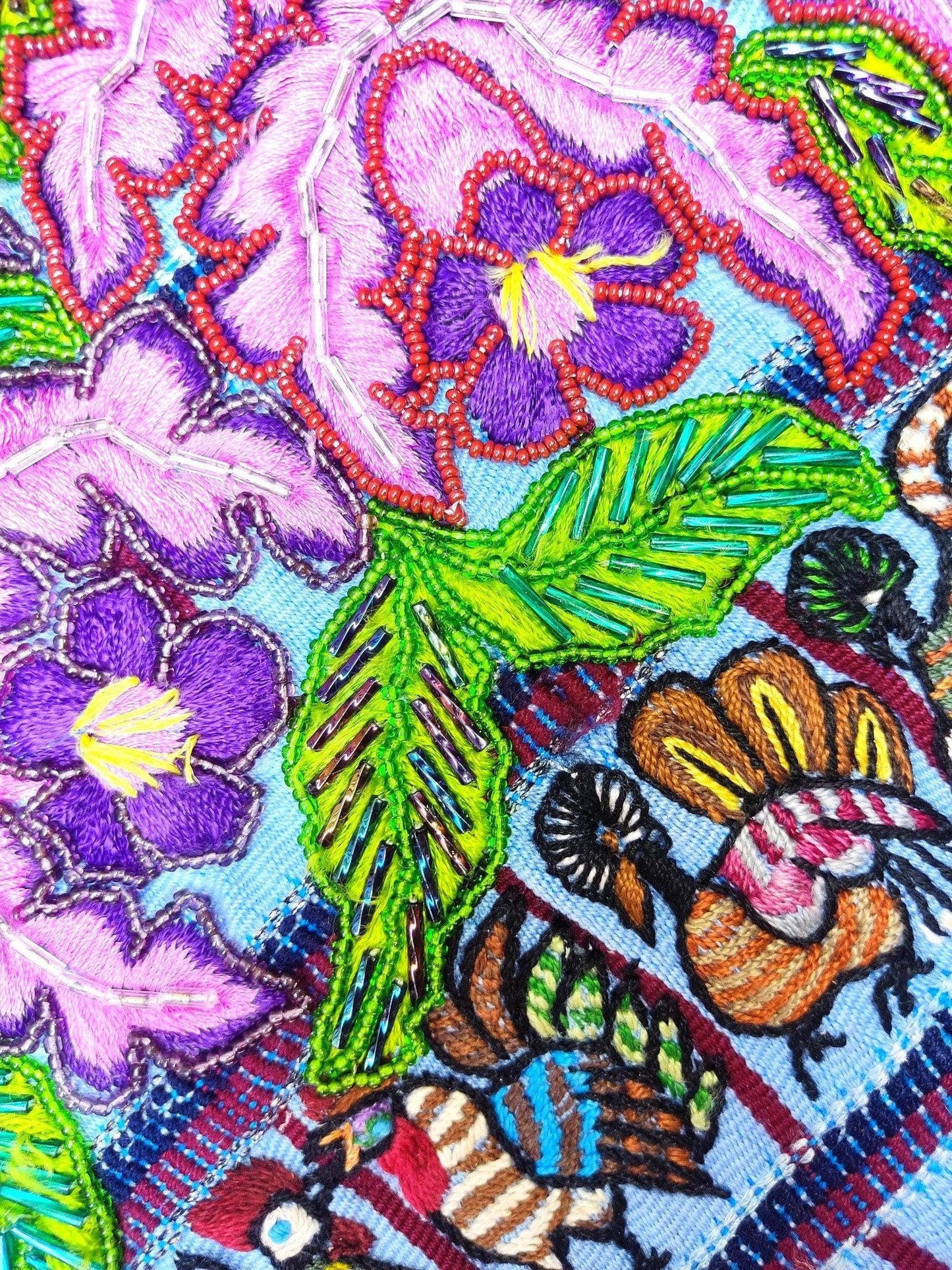 Vintage Santiago Atitlan Huipil Embroidery ROOSTERS PEACOCK Cotton TAPESTRY And Blouse - Home Wall Decor Floral Wall Hanging Blouse 206