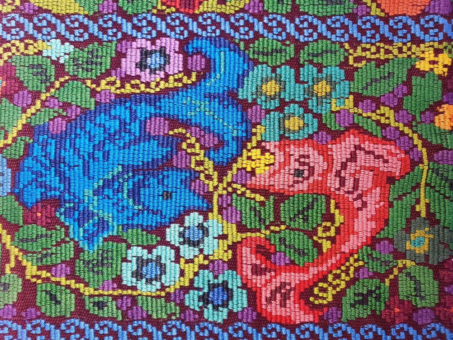 Vintage Guatemala handmade weaved cotton runner -Huipil from San Antonio Aguas Calientes-