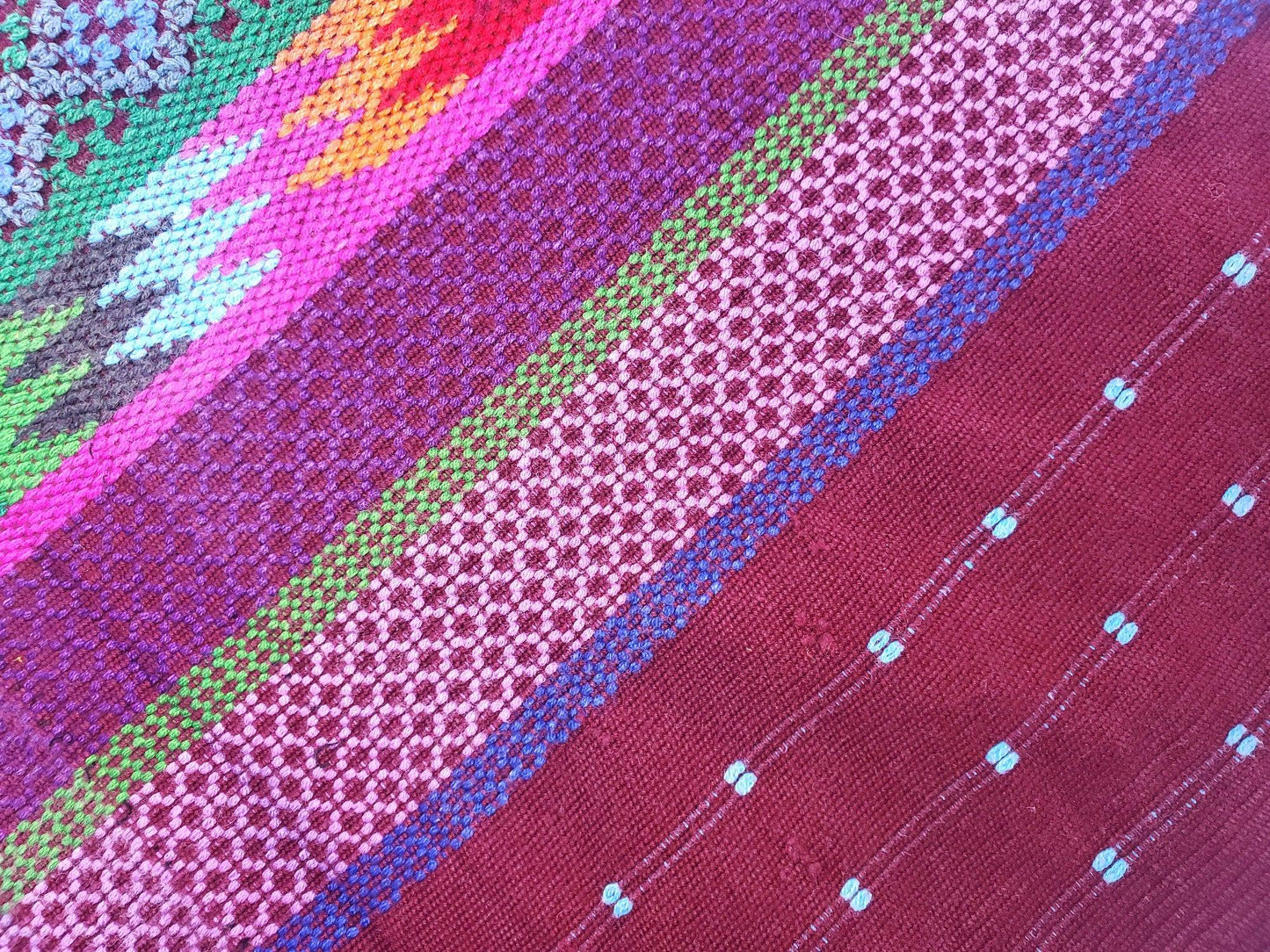Vintage Guatemala handmade weaved cotton runner -Huipil from San Antonio Aguas Calientes-