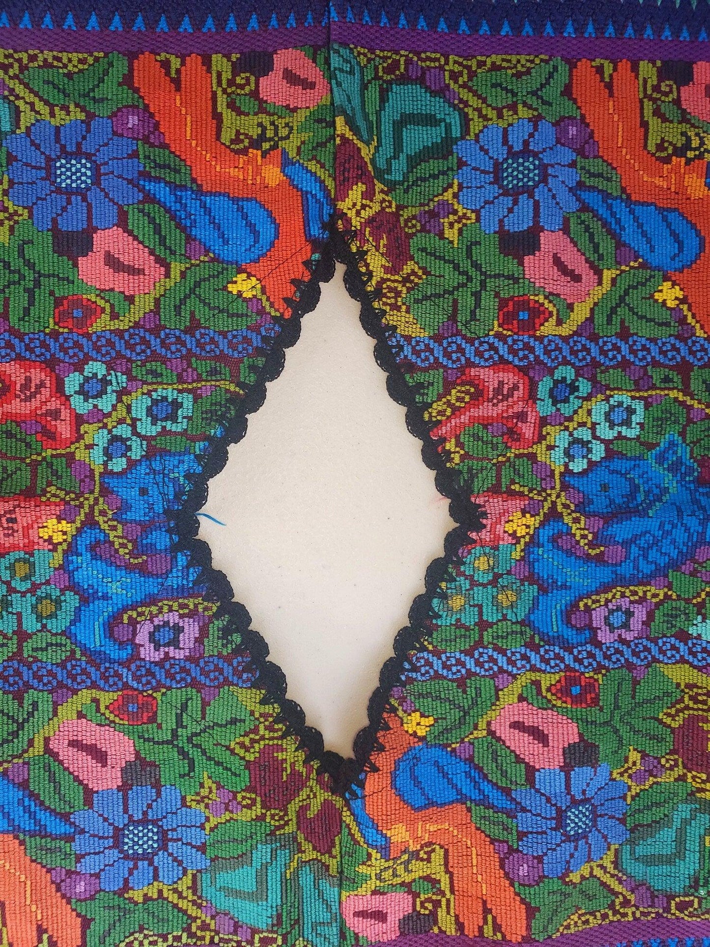 Vintage Guatemala handmade weaved cotton runner -Huipil from San Antonio Aguas Calientes-