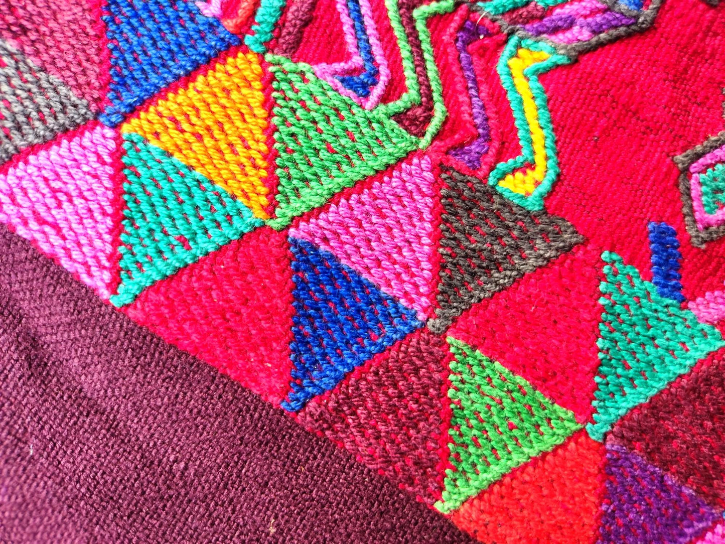 Vintage Guatemalan Unique Red Handmade Weaved Cotton -NEBAJ Huipil- Birds Horses and Geometric Patterns