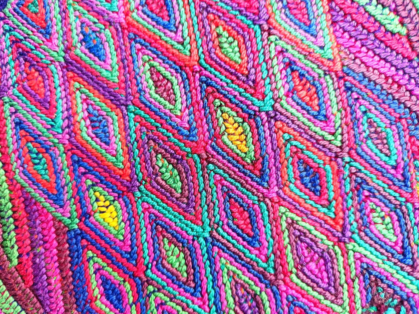 Vintage Guatemalan Unique Red Handmade Weaved Cotton -NEBAJ QUICHE Huipil- Birds HORSES and Geometric Patterns