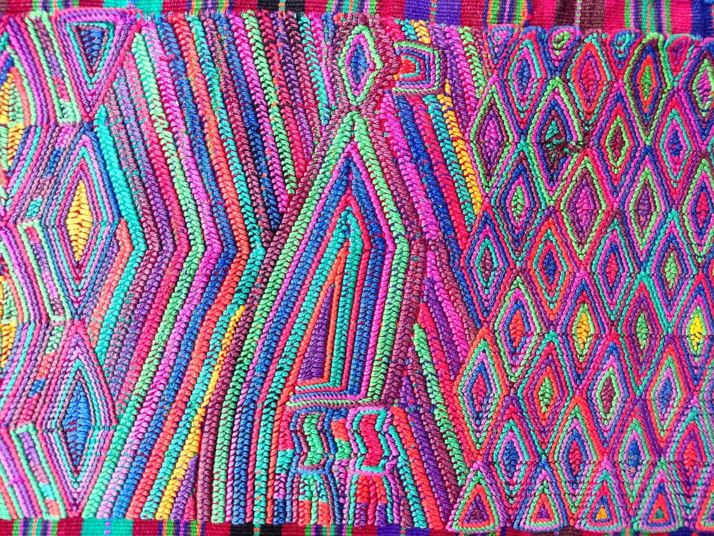 Vintage Guatemalan Unique Red Handmade Weaved Cotton -NEBAJ QUICHE Huipil- Birds HORSES and Geometric Patterns