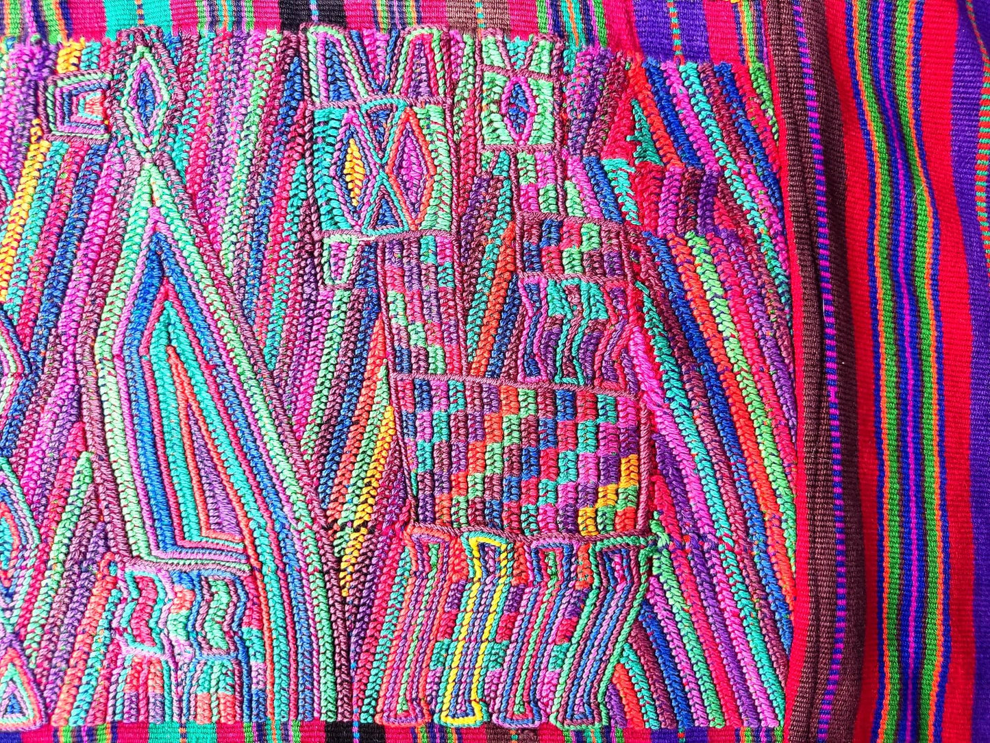 Vintage Guatemalan Unique Red Handmade Weaved Cotton -NEBAJ QUICHE Huipil- Birds HORSES and Geometric Patterns