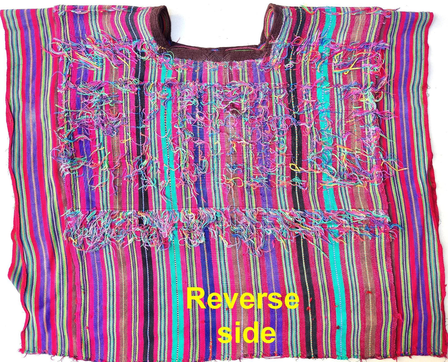 Vintage Guatemalan Unique Red Handmade Weaved Cotton -NEBAJ QUICHE Huipil- Birds HORSES and Geometric Patterns