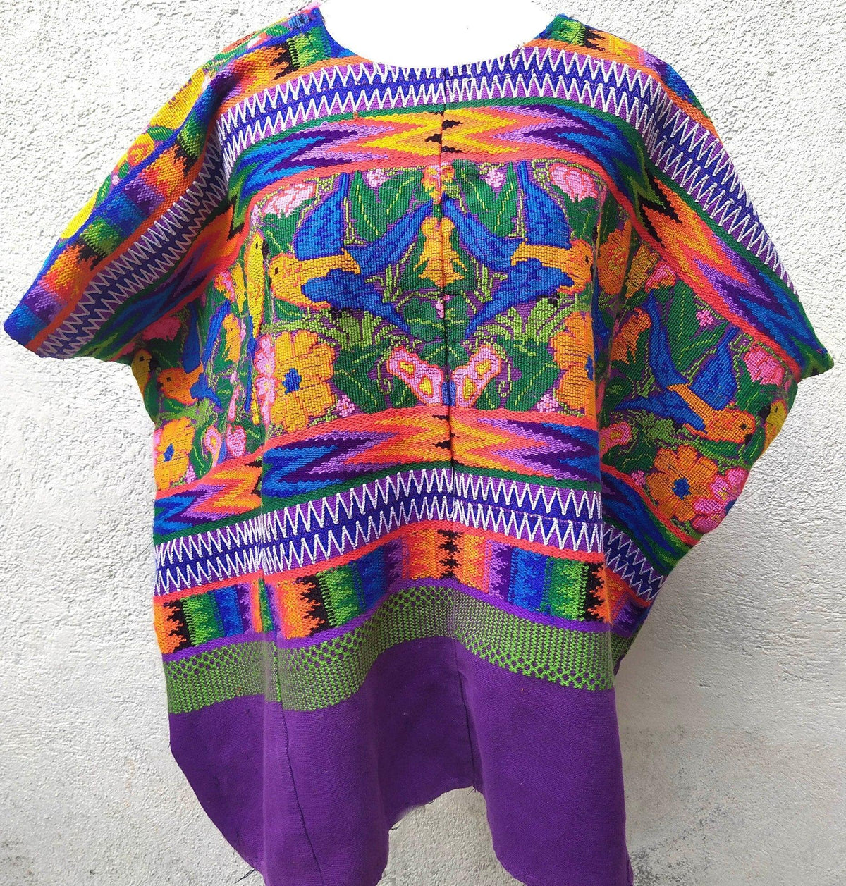 Vintage unique Guatemala handmade weaved cotton runner -Huipil from San Antonio Aguas Calientes-