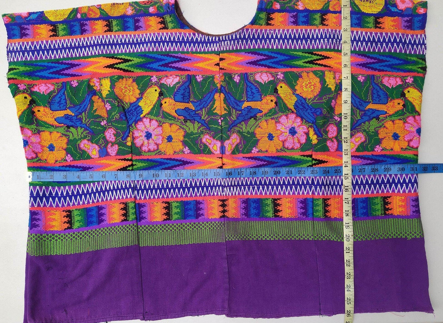 Vintage unique Guatemala handmade weaved cotton runner -Huipil from San Antonio Aguas Calientes-