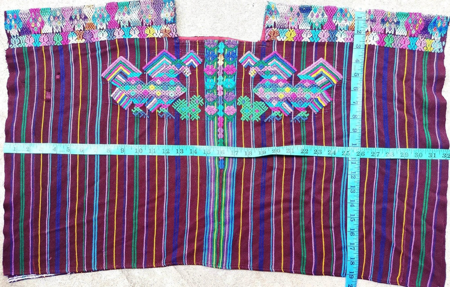 Vintage Guatemalan Unique Handmade Weaved Cotton RED Color -Mayan ROOSTERS Santo Domingo XENACOJ huipil-