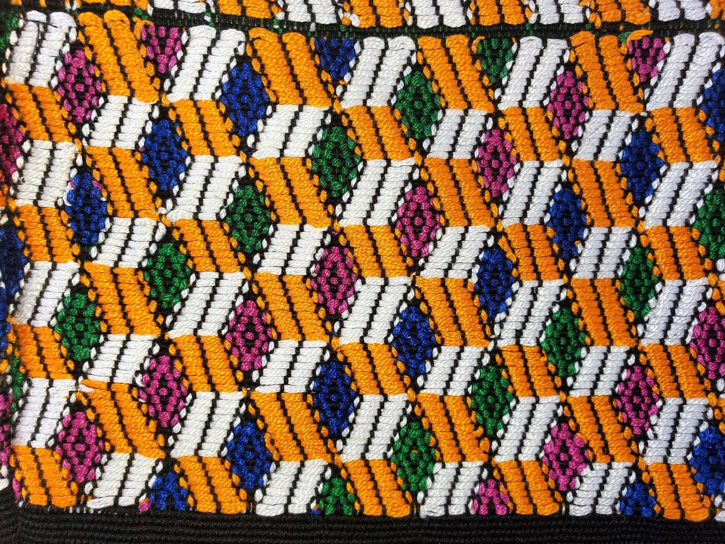 Vintage white black unique handmade weaved cotton Almolonga Quetzaltenango huipil