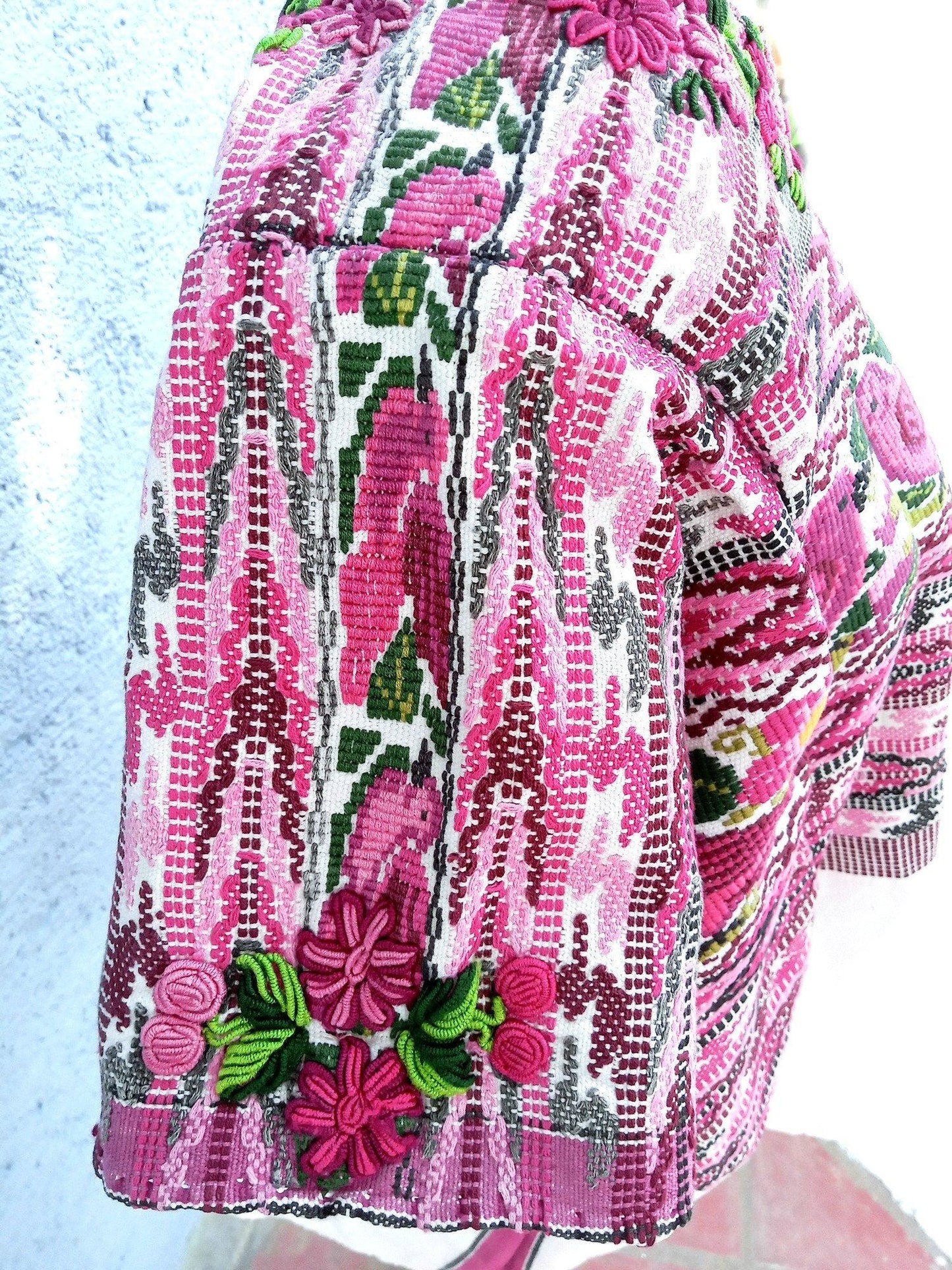 Vintage Guatemalan unique handmade weaved cotton -San Juan Comalapa huipil-