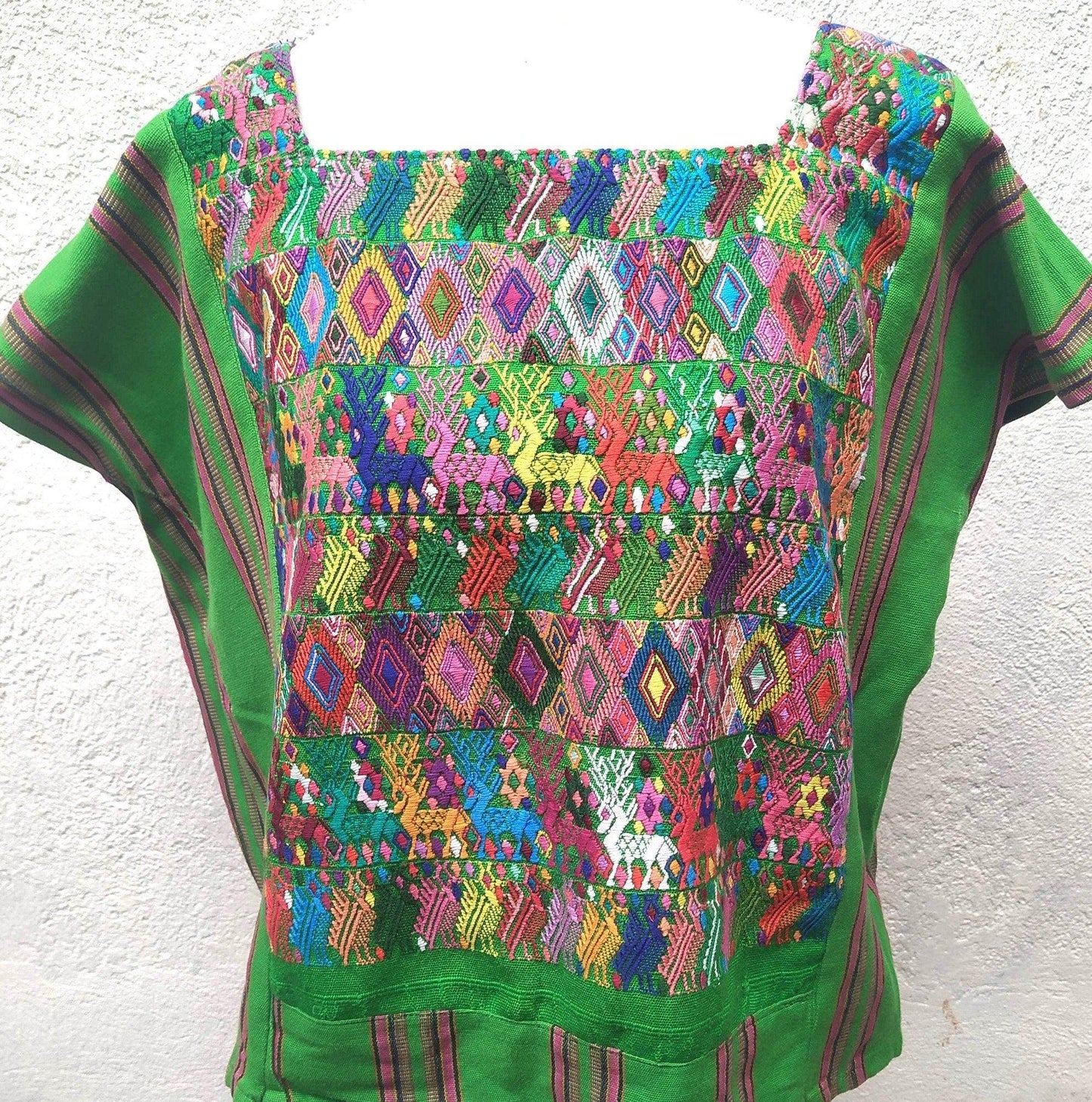 Vintage Tactic Coban Huipil Weaved Cotton TAPESTRY And BLOUSE - Home Wall Decor Geometric Wall Hanging Blouse