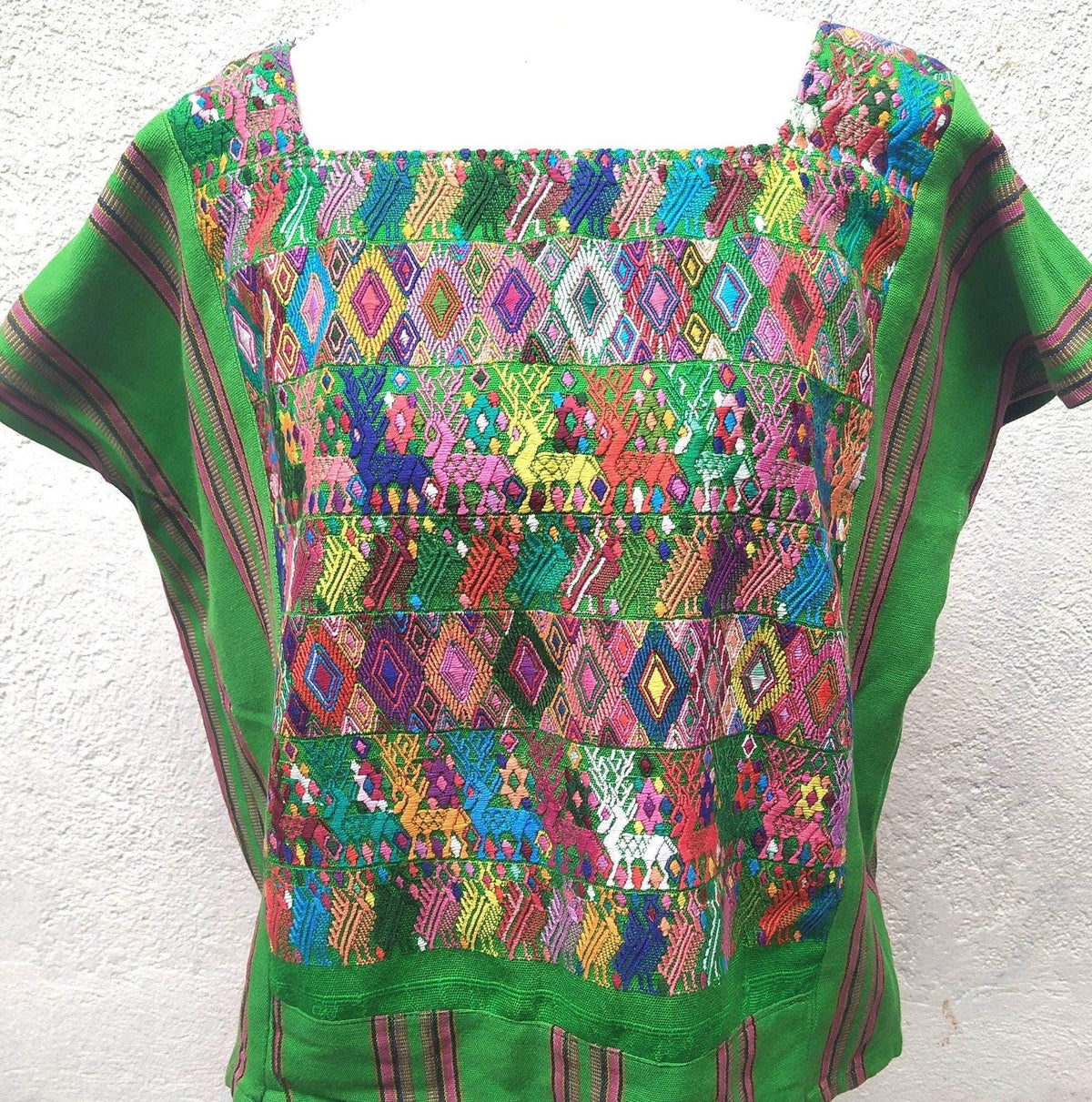 Vintage Tactic Coban Huipil Weaved Cotton TAPESTRY And BLOUSE - Home Wall Decor Geometric Wall Hanging Blouse