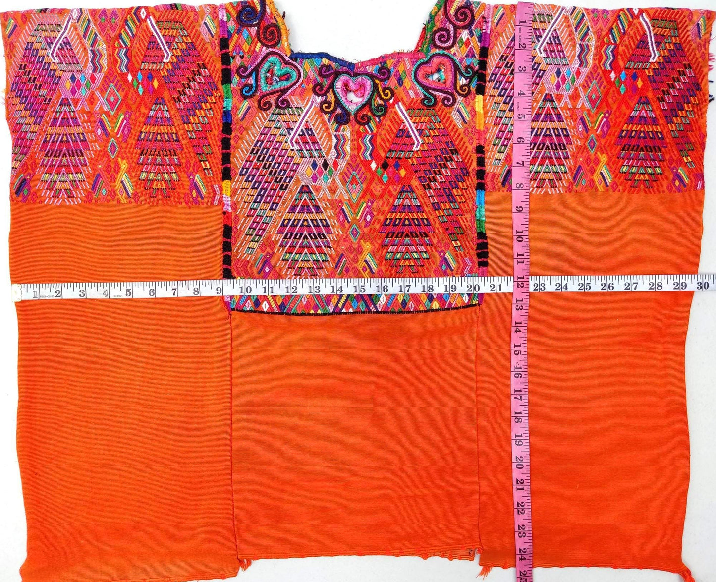 Vintage Cotton Unique RUST Handmade weaved GEOMETRIC CHICHI Huipil