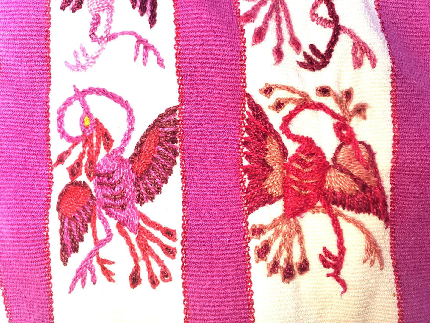 Vintage Handmade EMBROIDERED Birds SANTIAGO Atitlan Huipil Cotton Wall Decor Tapestry