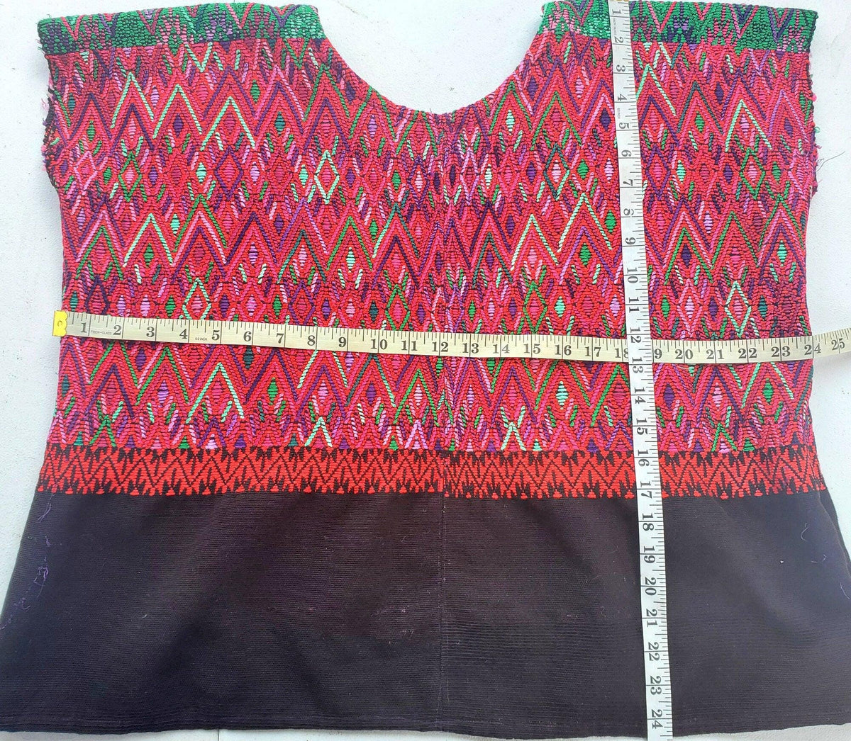 Vintage Black Red Unique Guatemala Handmade Weaved -Santa Maria de Jesus huipil-