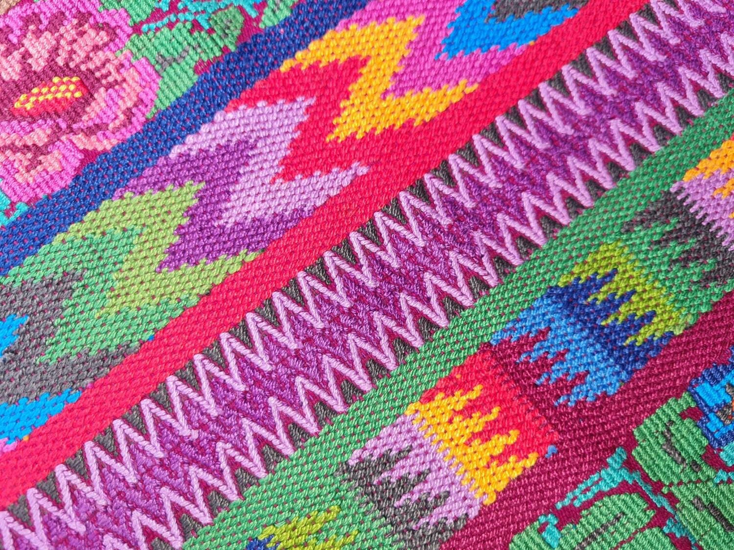 Vintage unique Guatemala handmade weaved cotton runner -Huipil from San Antonio Aguas Calientes-