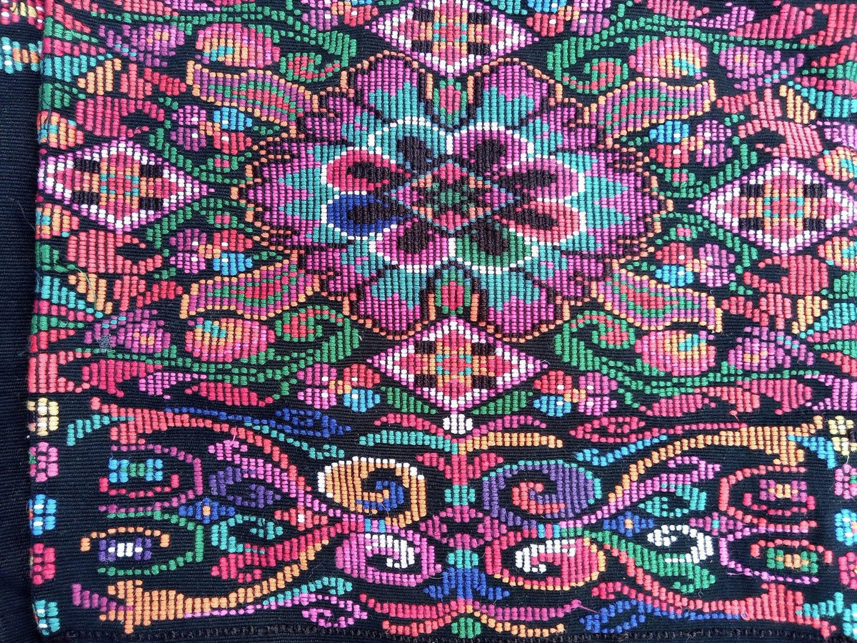 Vintage unique Guatemala handmade weaved cotton huipil "Mayan Chichi flowers"