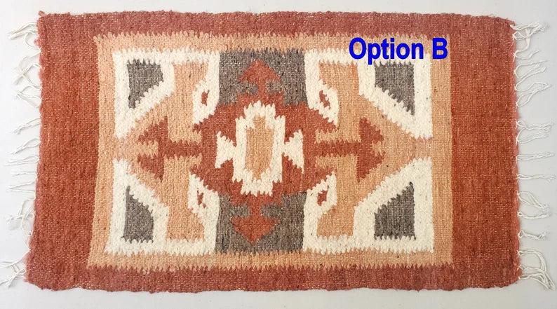 Handwoven WOOL RUG made in MOMOSTENANGO Guatemala / Geometric pattern