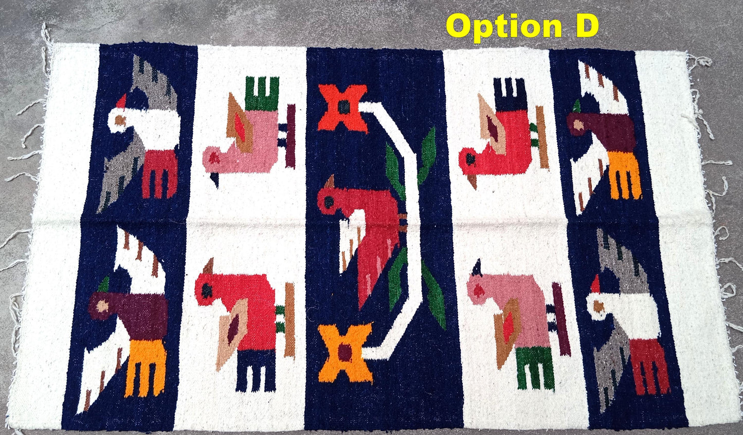 Handwoven WOOL RUG made in MOMOSTENANGO Guatemala / Birds pattern