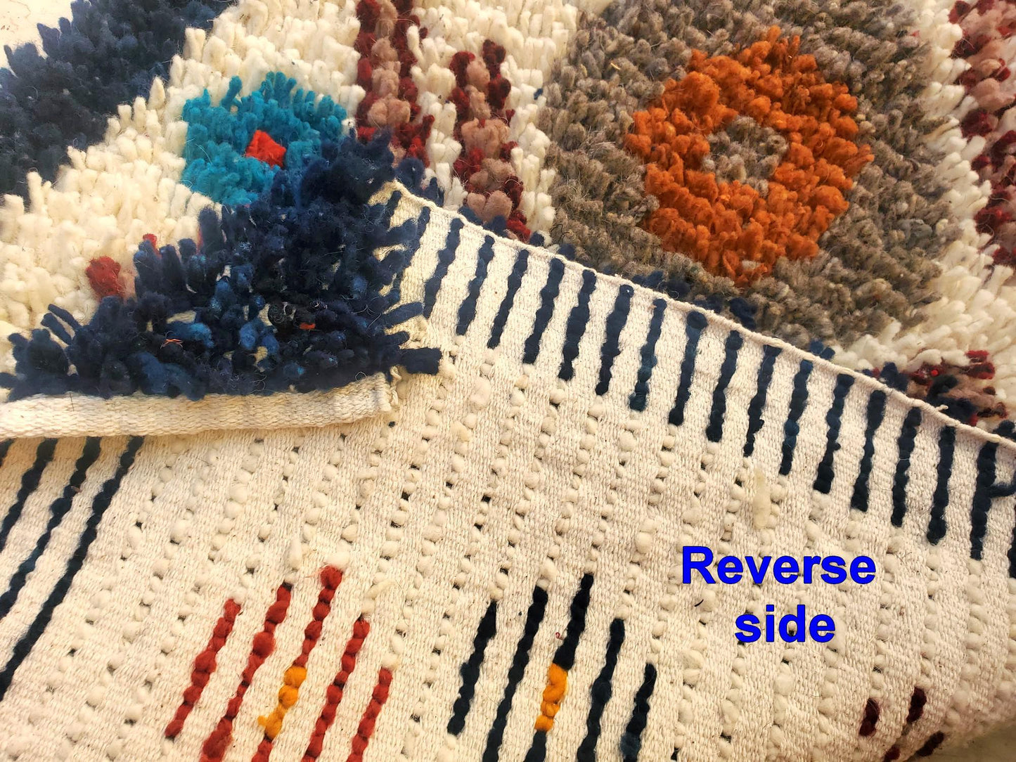 Handwoven WOOL RUG made in MOMOSTENANGO Guatemala / Flowers pattern