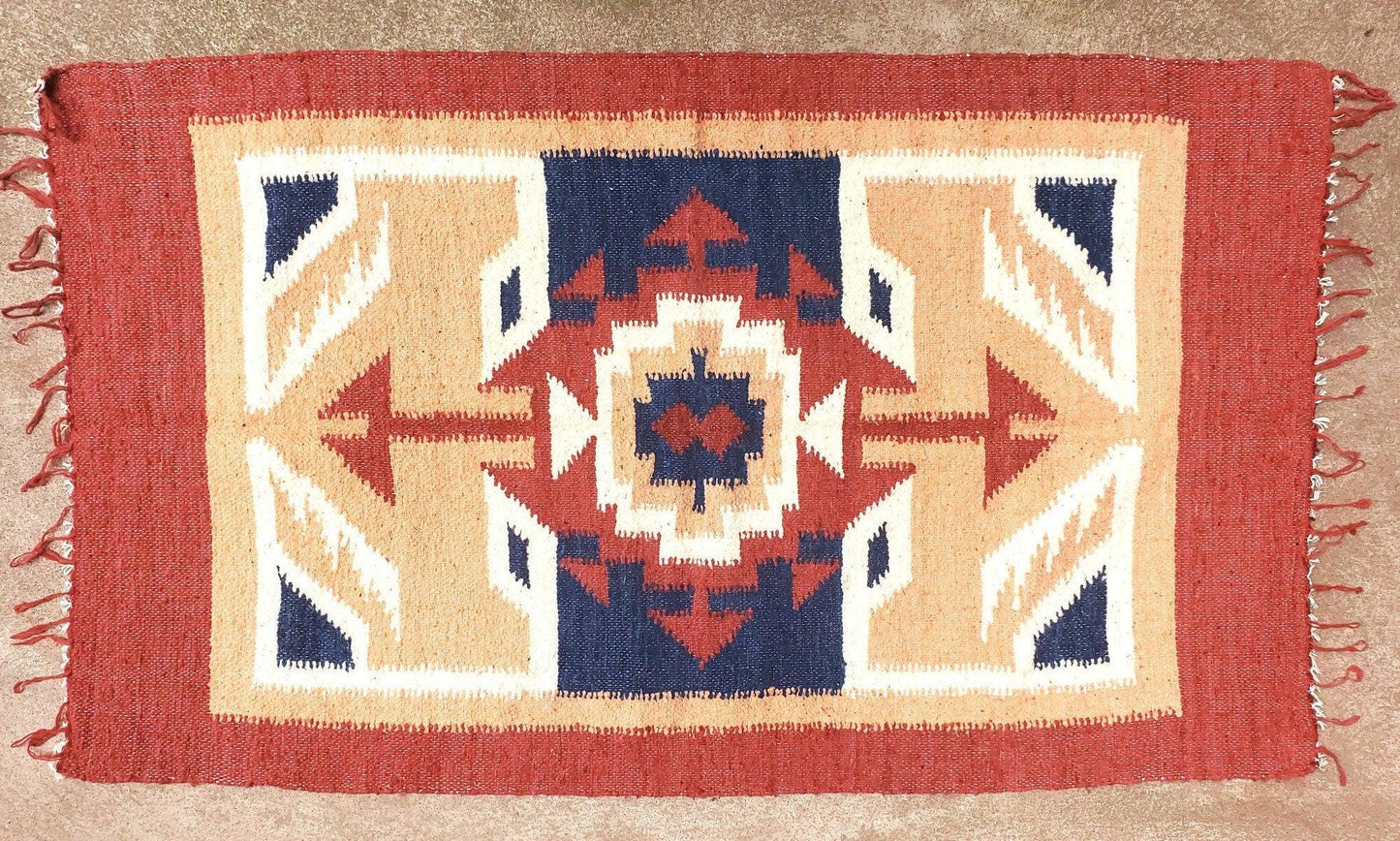Traditional GUATEMALA HANDWOWEN RUG Made In Momostenango – Aesthetic Design 100% Wool, Cotton Warp Rug