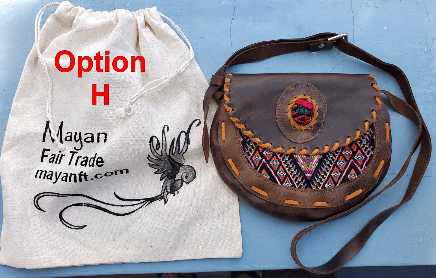 Aesthetic Woman Guatemalan Leather Huipil CROSSBODY Wristlet CLUTCH PURSE - 100% Cotton Lining Purse