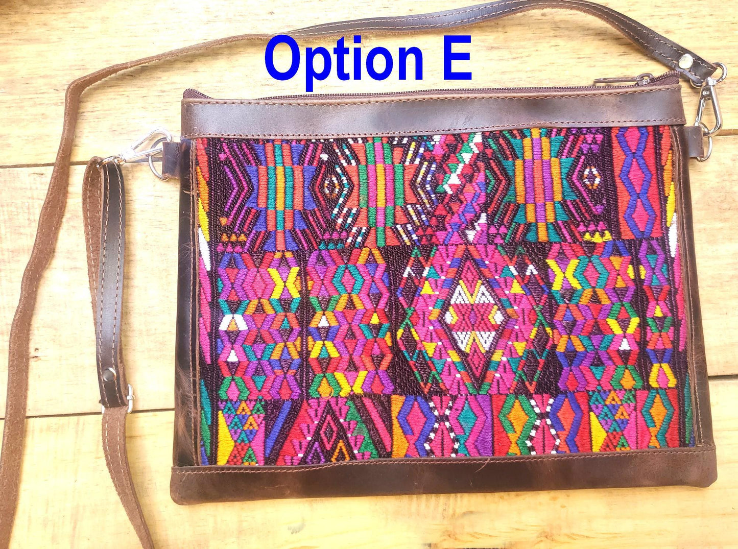 Aesthetic Woman Guatemalan Leather Huipil CROSSBODY Wristlet CLUTCH PURSE - 100% Cotton Lining Purse