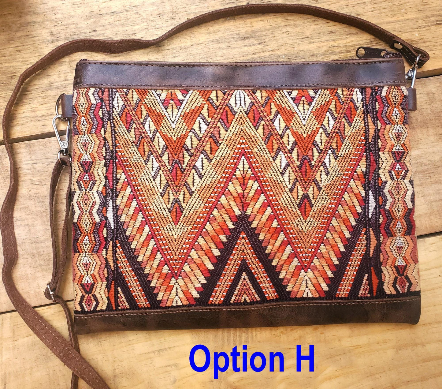 Aesthetic Woman Guatemalan Leather Huipil CROSSBODY Wristlet CLUTCH PURSE - 100% Cotton Lining Purse