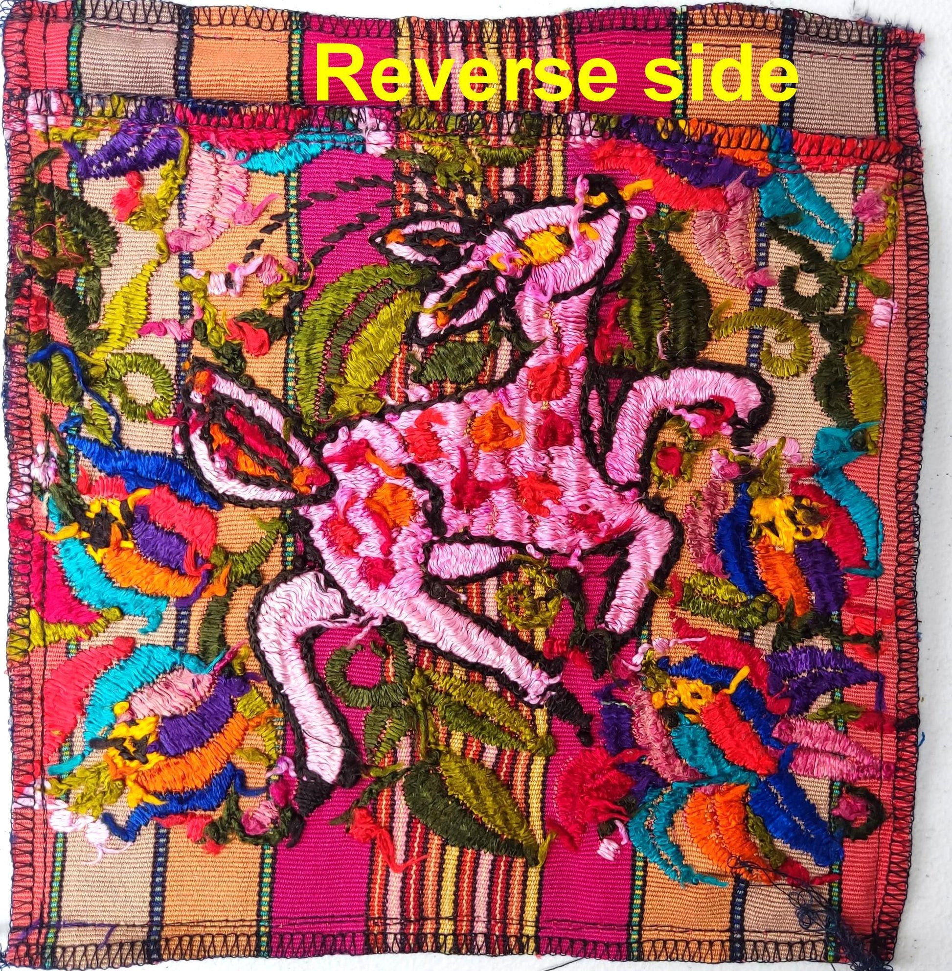 MINI Guatemala Hand Embroidery -Deer Pattern- Pillow Cushion 8x8 - Mayan Fair Trade