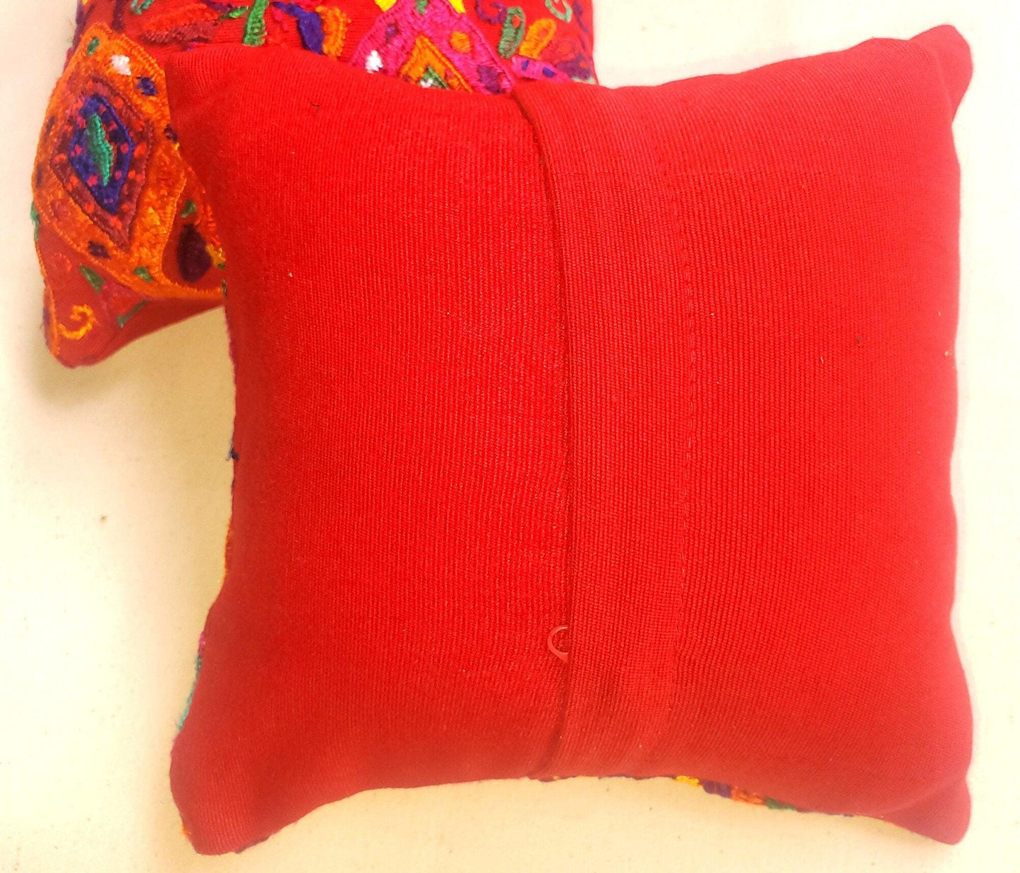 MINI Guatemala Hand Embroidery -Peacock Family- Pillow Cushion 8x8 - INSERT INCLUDED