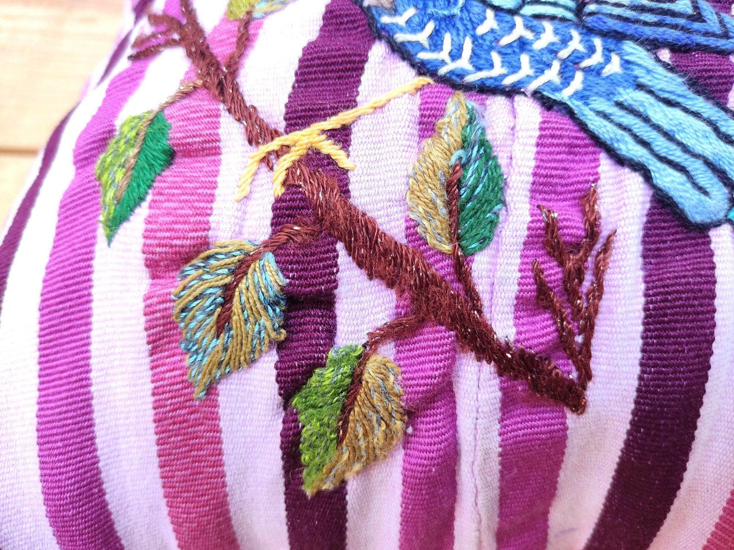 Tropical COCKATOO Birds EMBROIDERY Cushion PILLOW 14x14 - Bird Lovers Gifts Guatemalan Santiago Atitlan Pillow