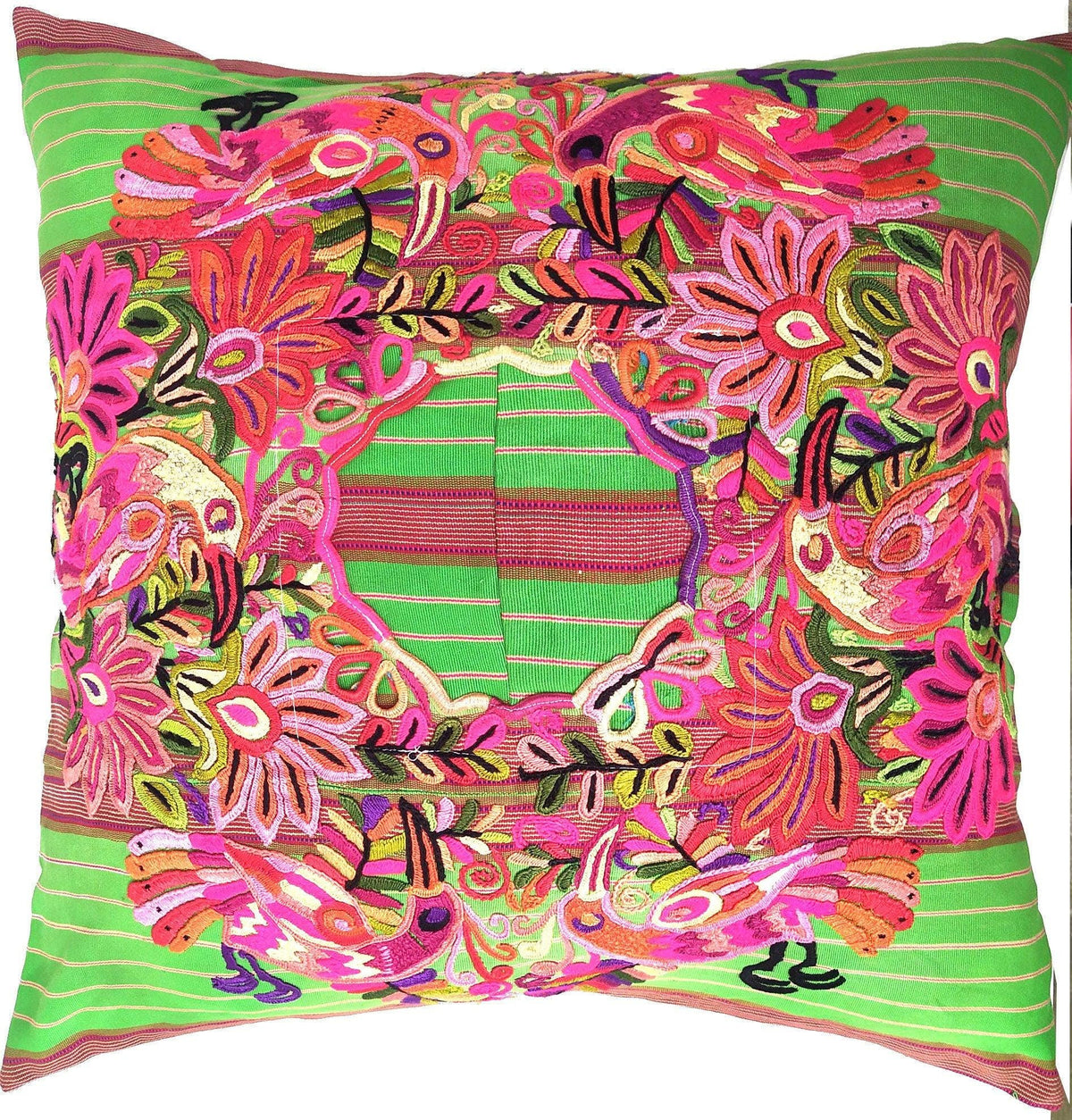 Cotton Guatemala hand embroidery -Eagles & floral- huipil pillow case cushion cover 26x26 inches