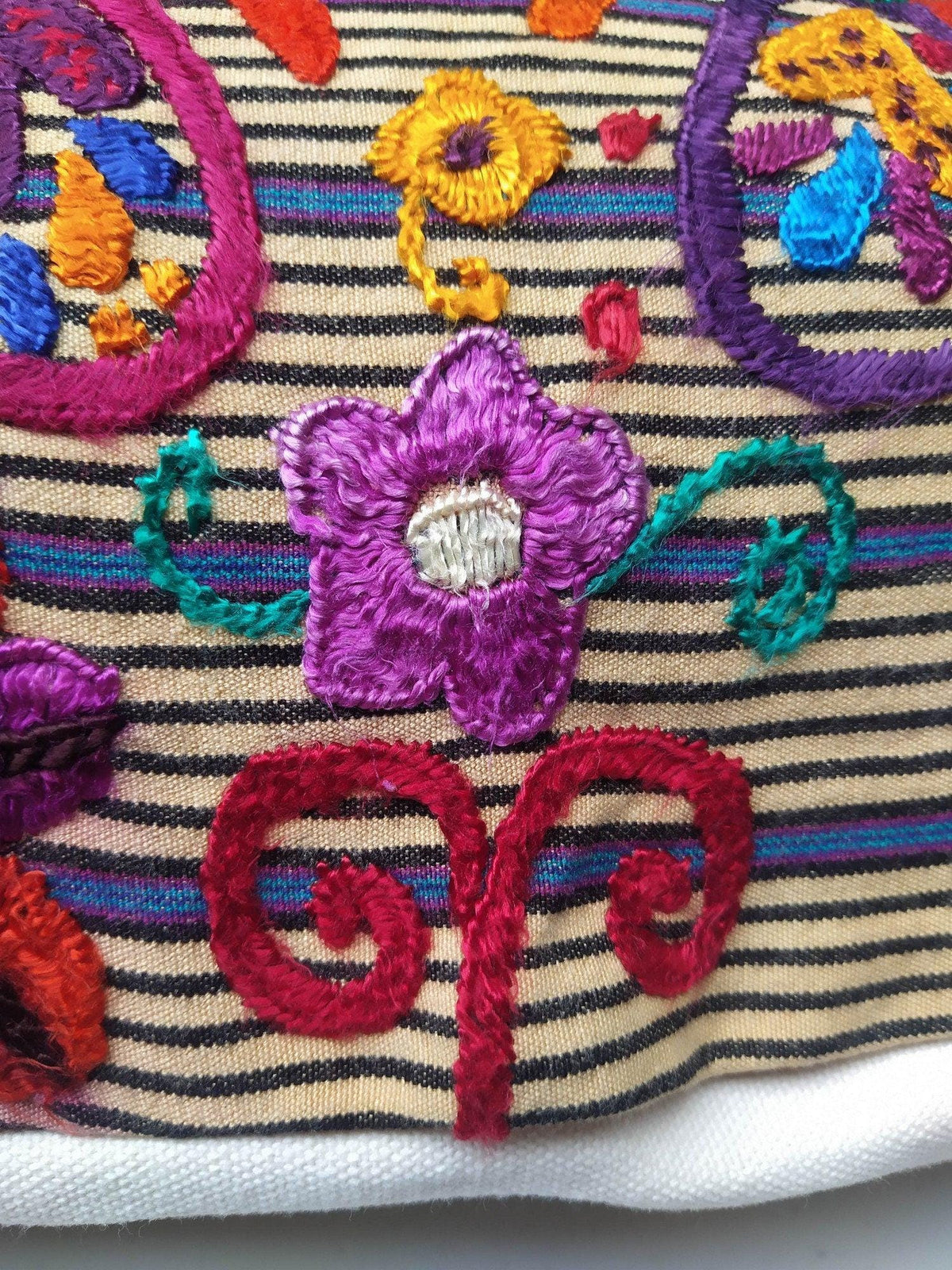 Cotton Guatemala Hand Embroidery -BUTTERFLY & Floral- Huipil PILLOW Case Cushion Cover
