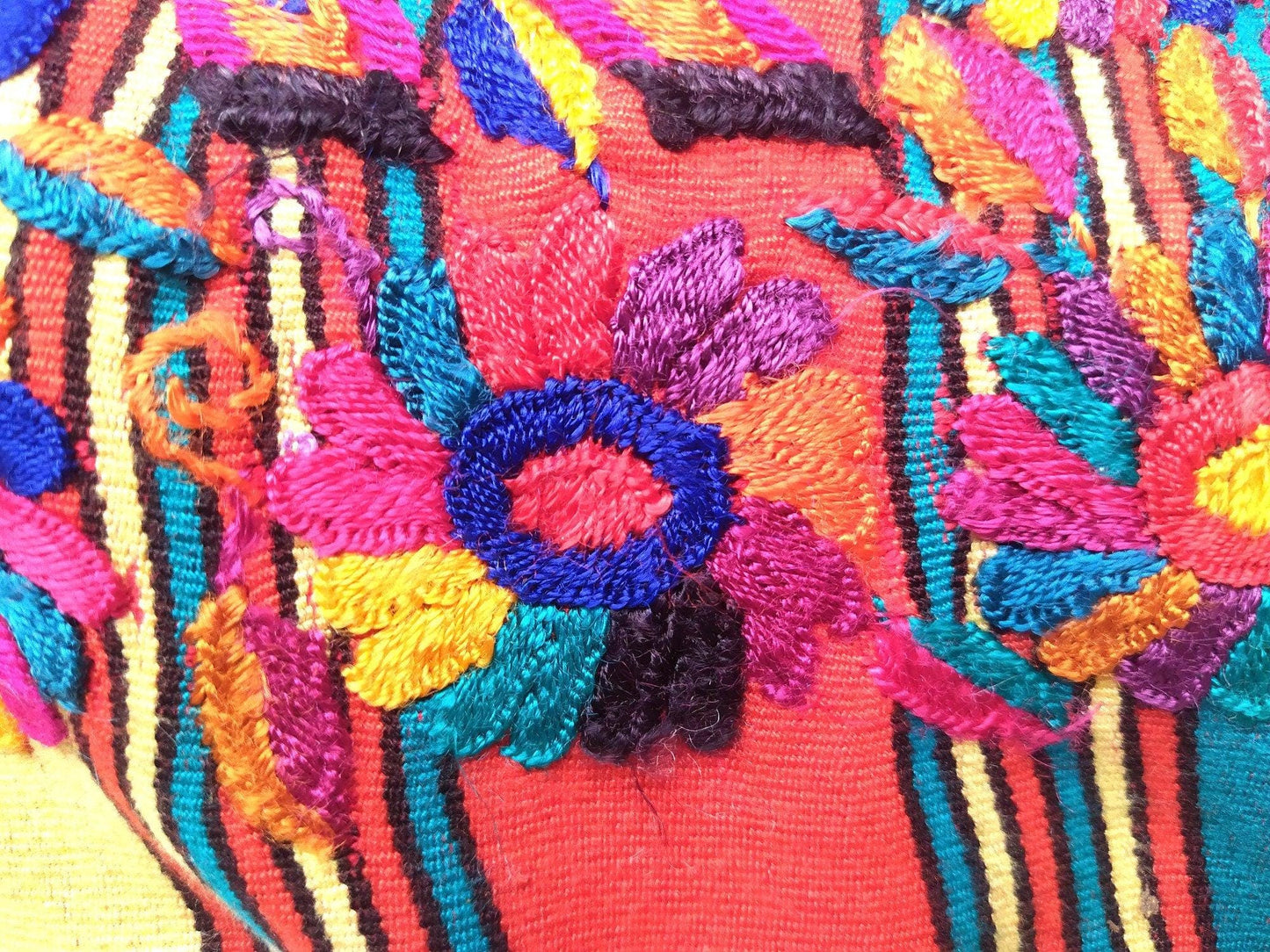Cotton Guatemala hand embroidery -Geometric & floral- huipil pillow case cushion cover