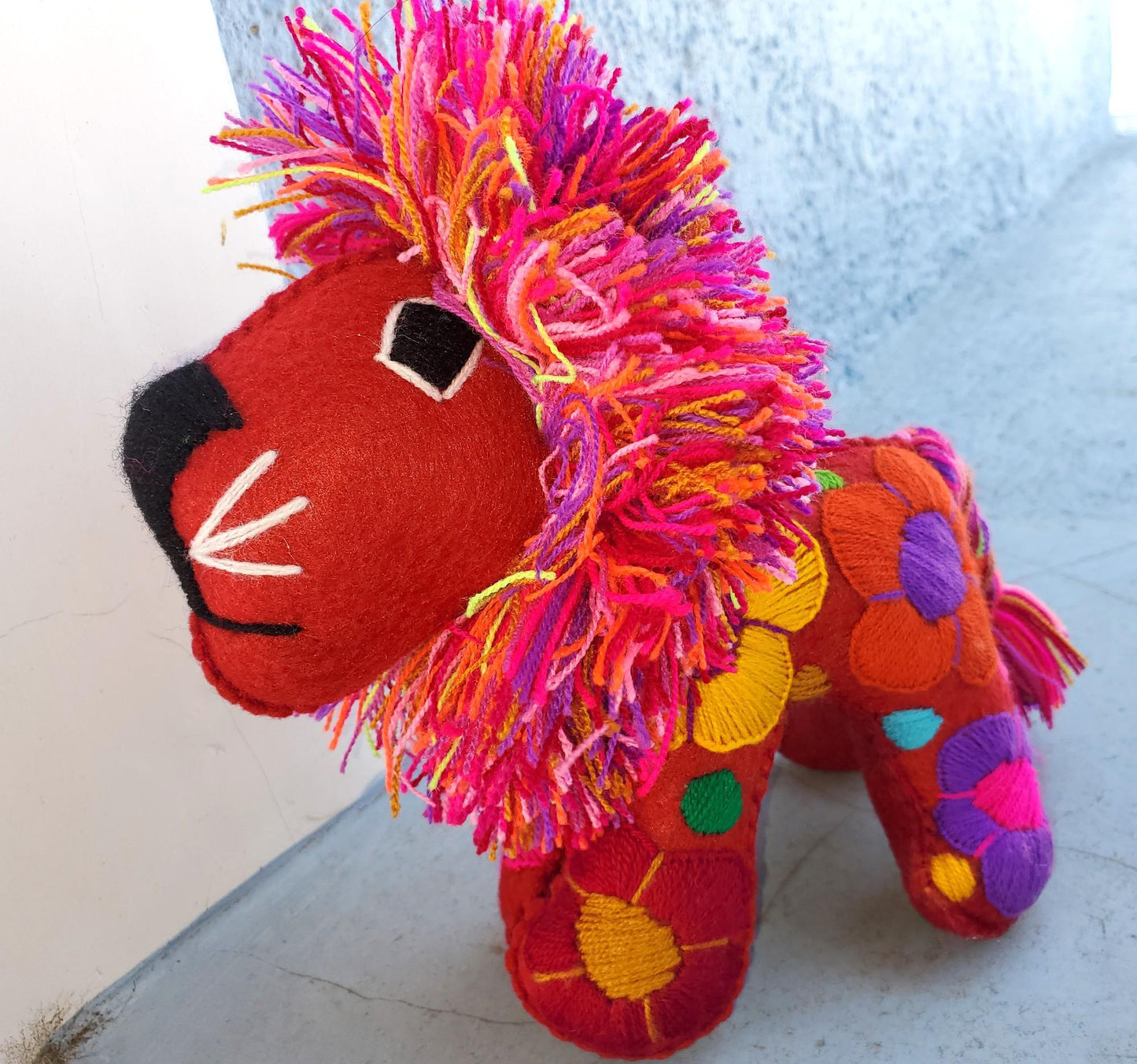 Handmade Stuffed Artistic Multicolor LION And BUFFALO Felt Toy