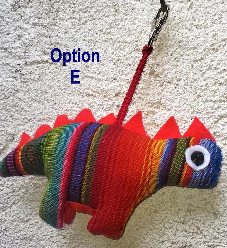 Guatemalan Stuffed Toy DINOSAUR Ornament Hanging