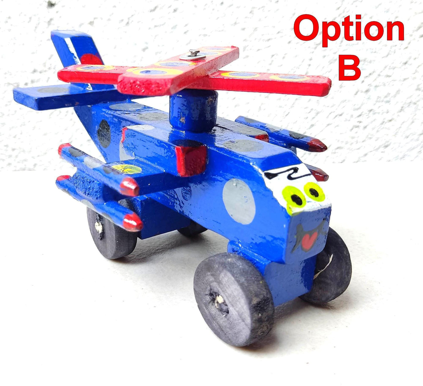 Kids Guatemalan WOODEN Hand Painted TOY HELICOPTER