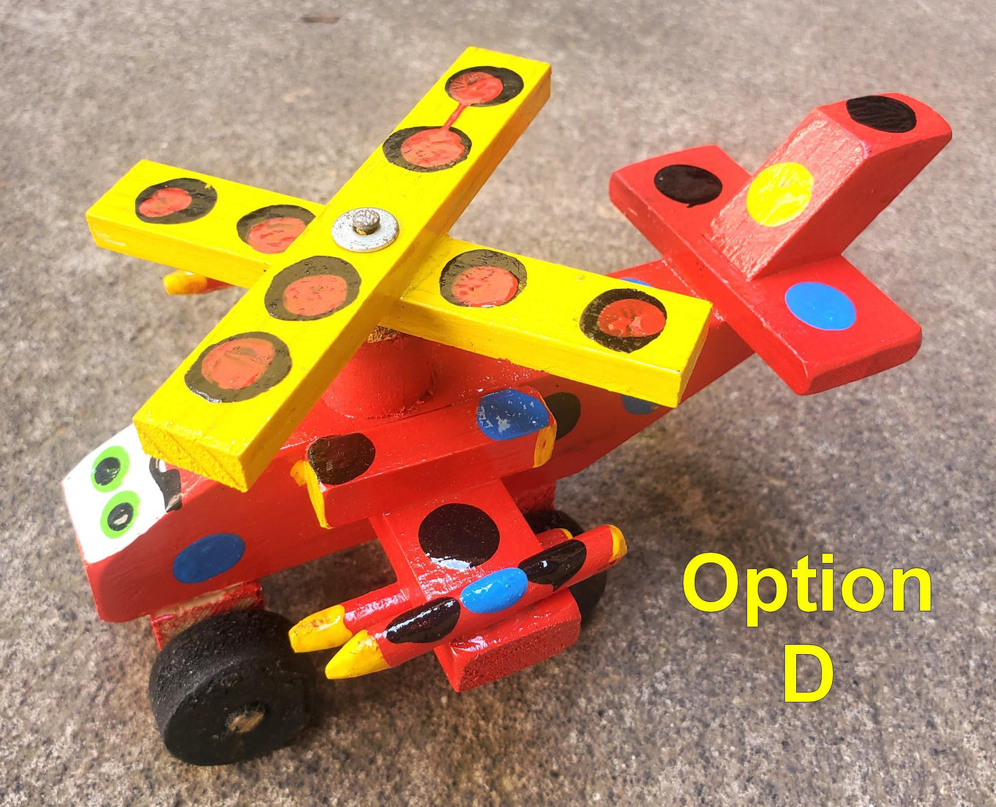 Kids Guatemalan WOODEN Hand Painted TOY HELICOPTER