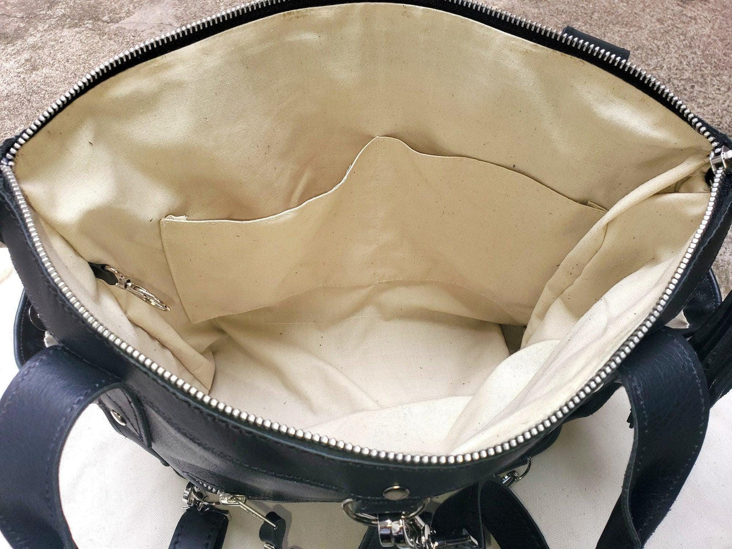 Convertible backpack crossbody day bag diaper purse genuine soft black leather huipil detail