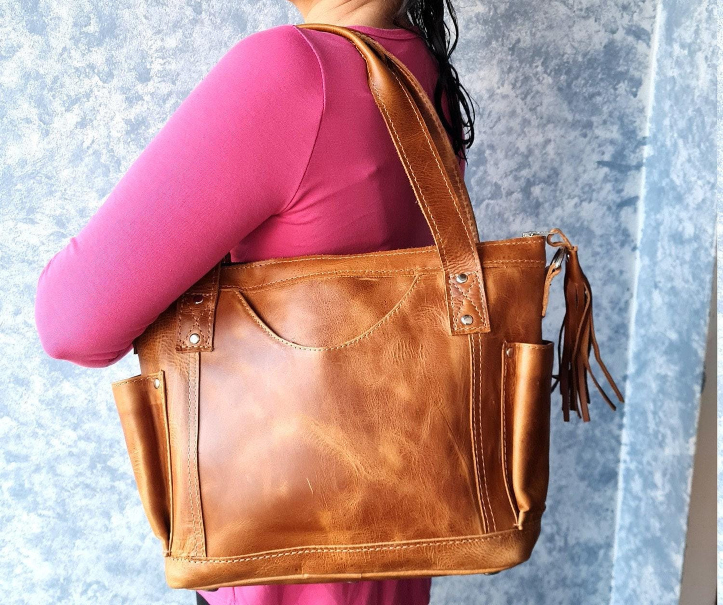 Tan Genuine LEATHER CONVERTIBLE BACKPACK Bag - Aesthetic Full Grain Leather Handles cross body And Handbags