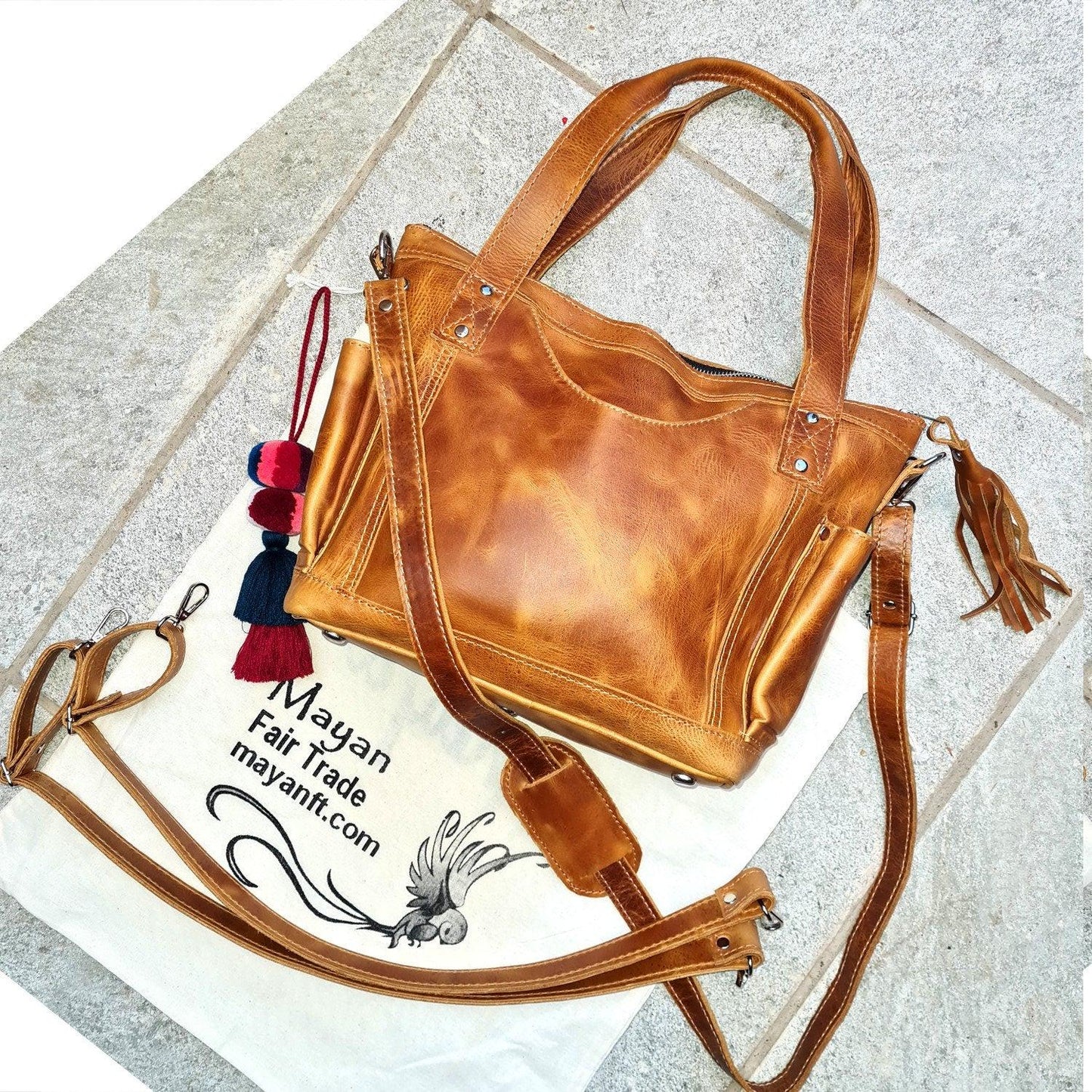 Tan Genuine LEATHER CONVERTIBLE BACKPACK Bag - Aesthetic Full Grain Leather Handles cross body And Handbags