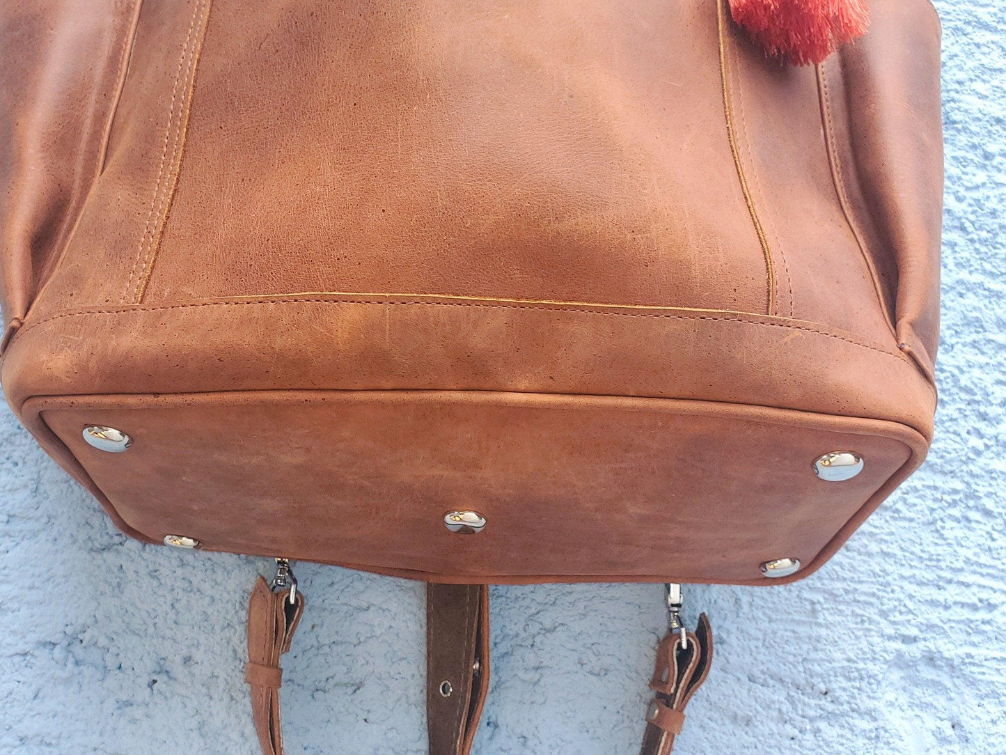 Aesthetic Genuine Leather DIAPER CONVERTIBLE BACKPACK Bag With Tassel - Full Grain Leather Handles Dark Brown Cross body Bag